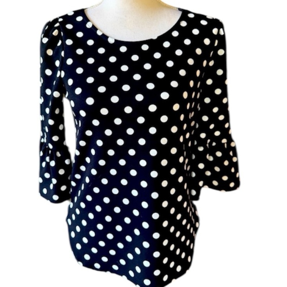 Green Envelope , Los Angeles, ladies crewneck black/ white polkadot shirt Small - Picture 2 of 8